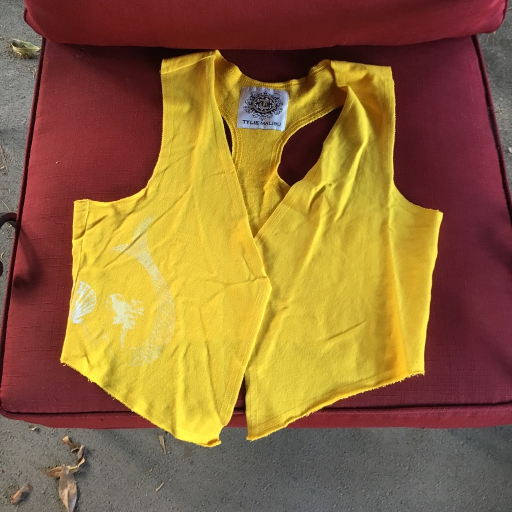 Darling Tylie Malibu yellow vest w mermaid print
